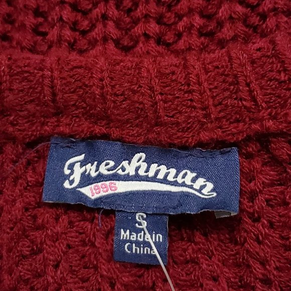 Freshman Wine Colored Mixed Knit Crop Style Round Neck Sweater NEW S (Juniors) - Picture 8 of 12